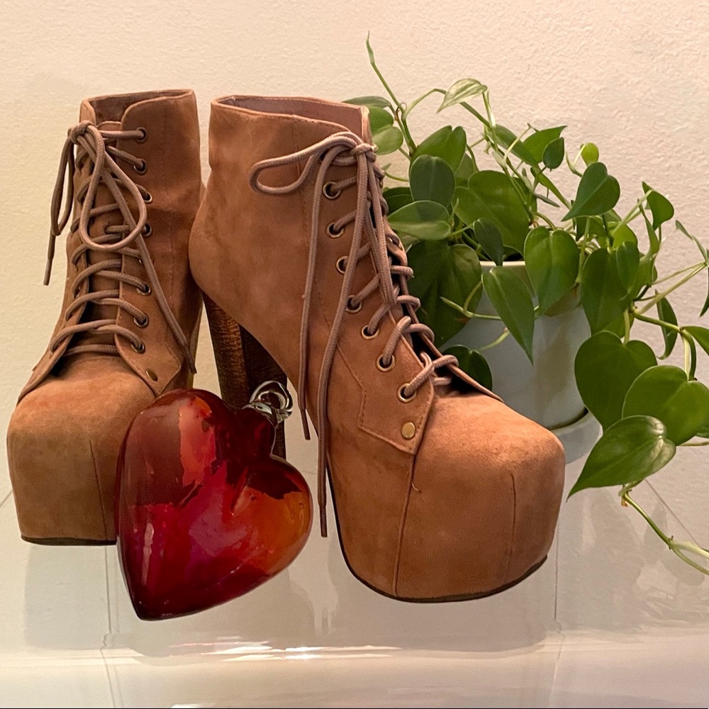 Jeffrey Campbell Suede “Lita” Boots in Taupe